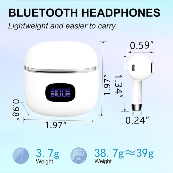 Bluetooth Earbuds w/ LED Display, 40-hour Playtime, IPX5 Waterproof - Picture 4 of 8
